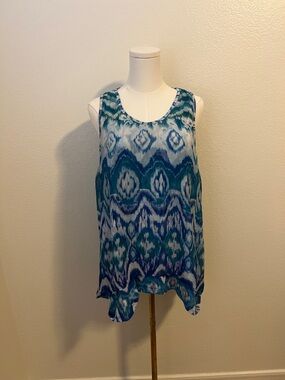 Simply Styled Blue & Teal Ikat Tank Top